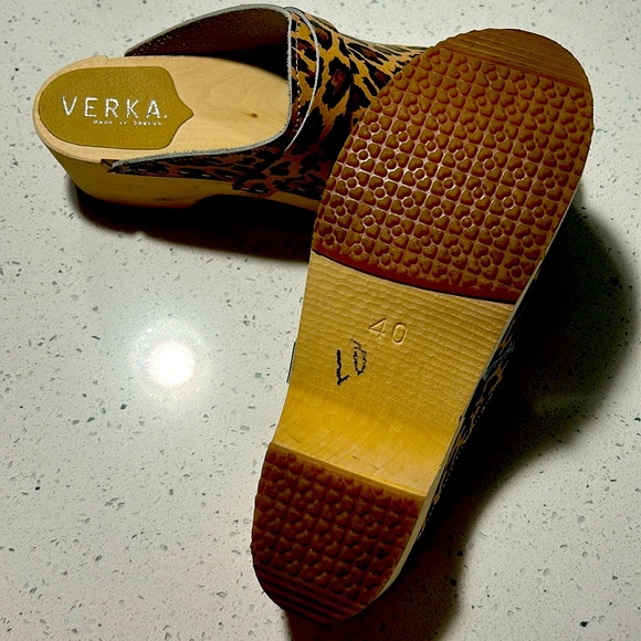 Verka Swedish Wooden Clogs leopard print size 40 u.s size 9.5 - Picture 4 of 8